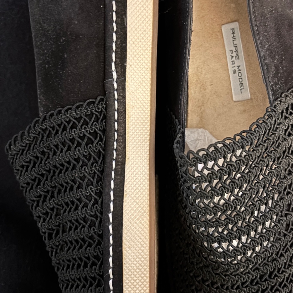 Vintage never worn Philippe Model Black Crochet  and suede shoes